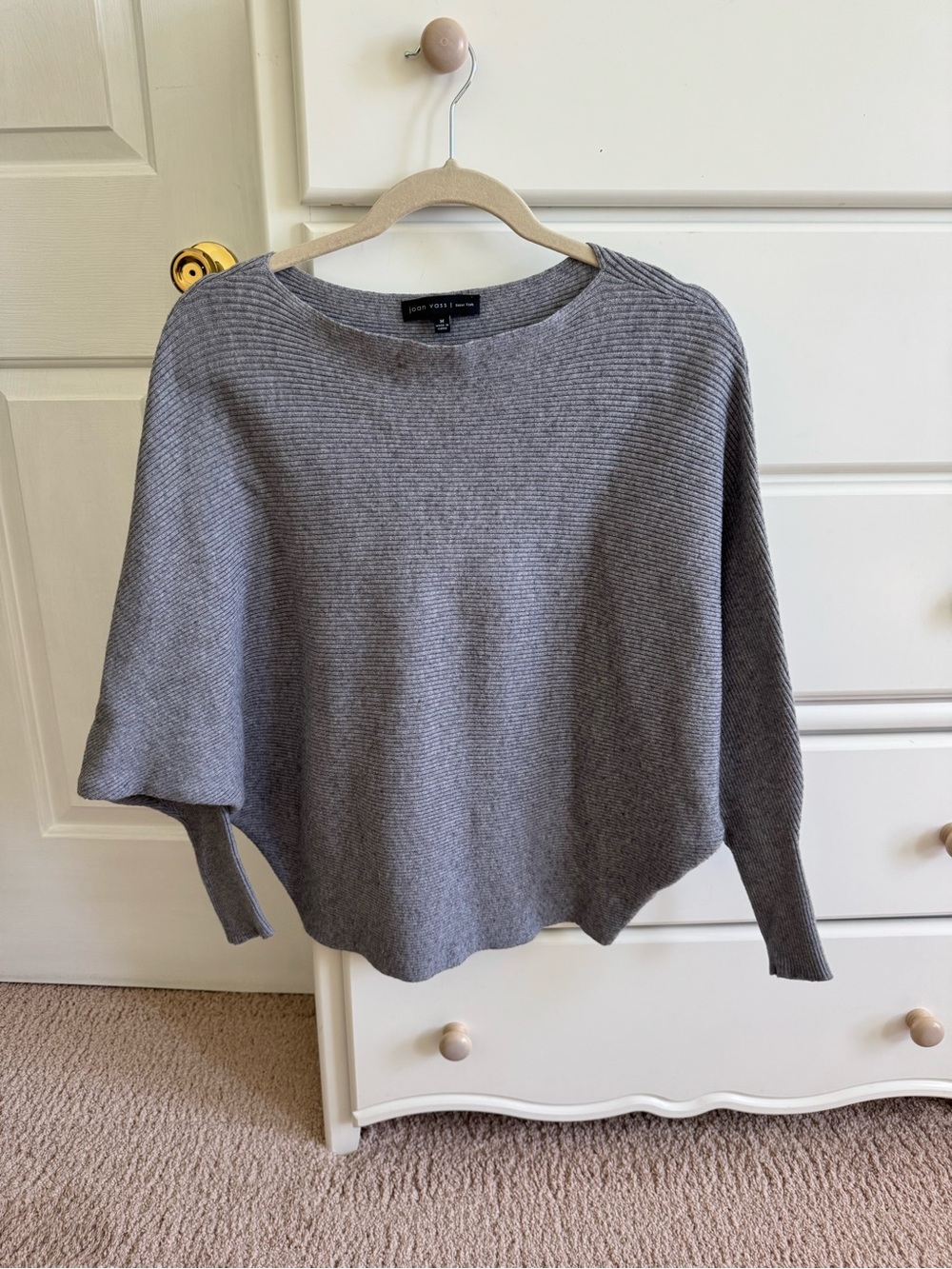 Joan VaseGray Ribbed Crewneck Sweater